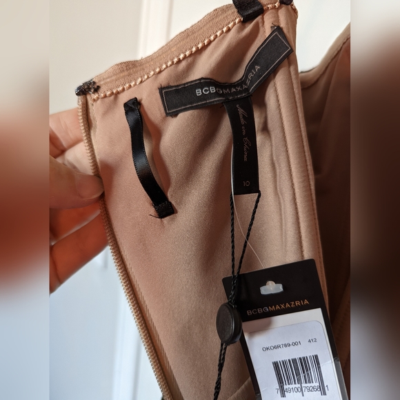 BCBG black and nude lace overlay strapless dress - size 10 NWT - Picture 11 of 16